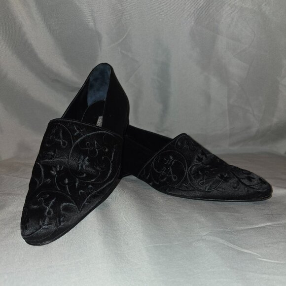 Emporio Armani Black Velvet Loafer with Floral Print main image 7